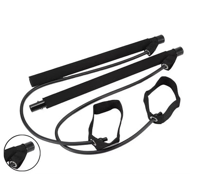 Multifunctional Pilates Bar Combination Fitness Bar Yoga Chest Expansion Tension Rope Back Trainer Elastic Rope Stretching Belt