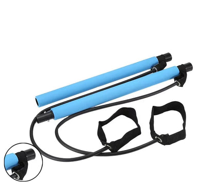 Multifunctional Pilates Bar Combination Fitness Bar Yoga Chest Expansion Tension Rope Back Trainer Elastic Rope Stretching Belt