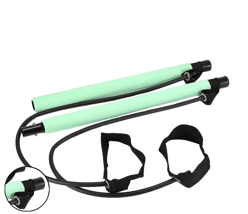 Multifunctional Pilates Bar Combination Fitness Bar Yoga Chest Expansion Tension Rope Back Trainer Elastic Rope Stretching Belt